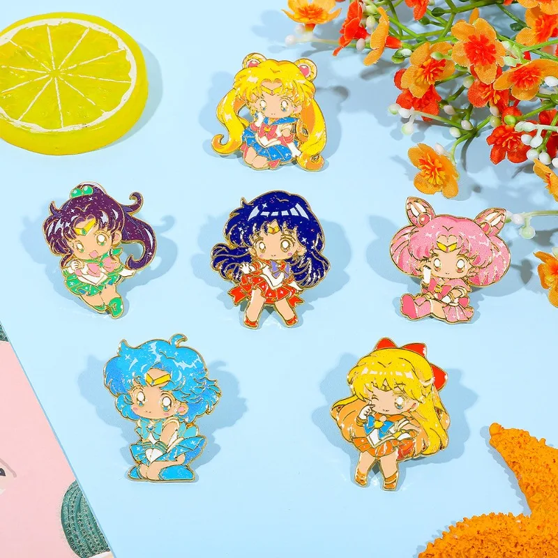 Sailor Moon Cute Brooches Anime Pins Cartoon Character Derivative Bags and Clothes Decorations Brooch Birthday Party Gifts New - view 4