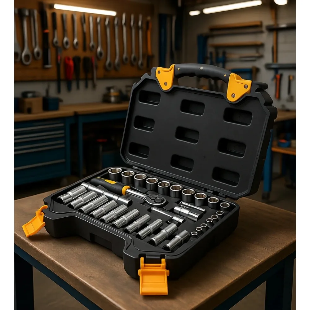 

30pc 3/8" Metric Deep/Shallow Socket Set w/ Extension U-Joint & Case for Auto/Bike Repair
