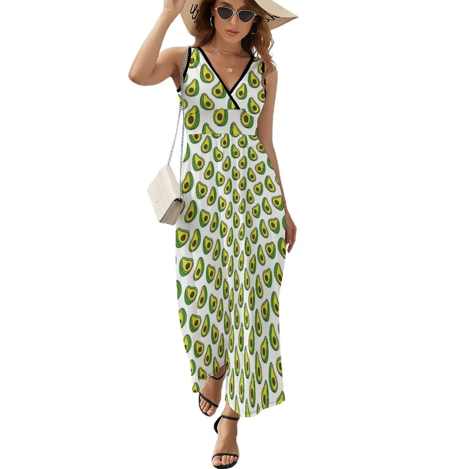 

avocado doodle pattern Sleeveless Dress women's evening dresses luxury evening dresses 2024 cute dress