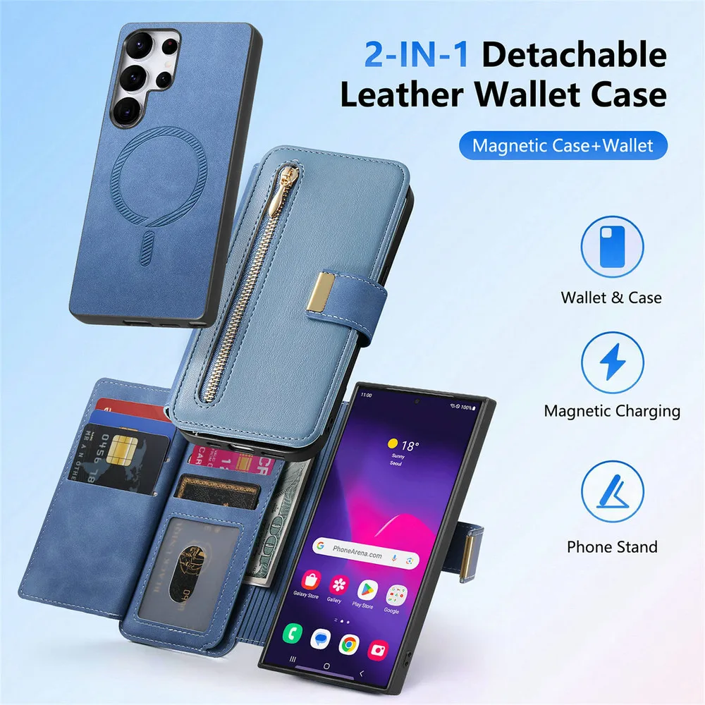 حافظة لهاتف سامسونج S25 Edge 5G 2In1 حافظة جلدية قابلة للفصل بسحاب لهاتف سامسونج جالاكسي S25 Ultra غطاء قلاب S25 S 25 Plus Funda #2