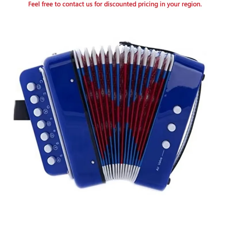 

SEASOUND Mini Accordion Instrument 7-Button Acordeon 2 Bass Buttons Wood Diatonic Chromatic Conformity Toy For Children-JB702