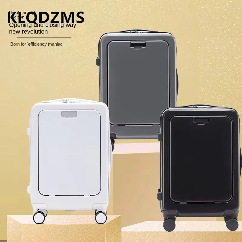 Klqdzms reisegepäck front öffnung laptop boarding case abs pc trolley case multifunktion passwort box roll koffer