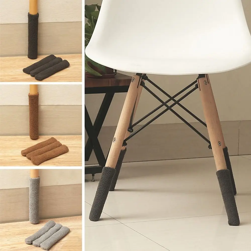 

4 шт./компл., милая защита для пола, носки для ног стула, вязаный противошумный защитный чехол, нескользящие эластичные рукава для мебельных ножек