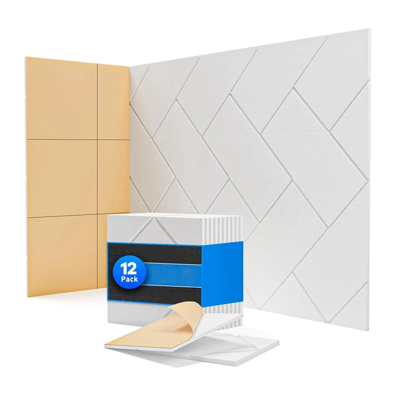 

Hot Sale 12 Pack Self-Adhesive Acoustic Panels,12 Inch X 12 Inch X 0.4 Inch Soundproof Wall Panels Splicing Design,For Walls Hom