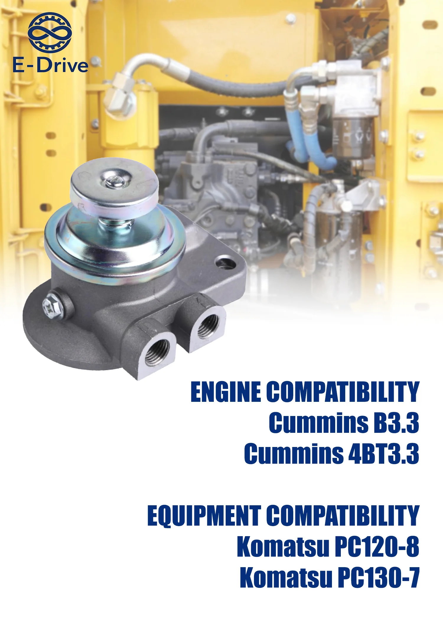 6204-717210 C6204717210 Fuel Filter Base Head with Primer Pump for Cummins B3.3 4BT3.3 Engine Komatsu PC120-8 PC130-7 Excavator
