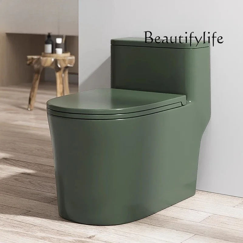 N46 Small apartment personalized color toilet household one-piece green toilet siphon toilet mute