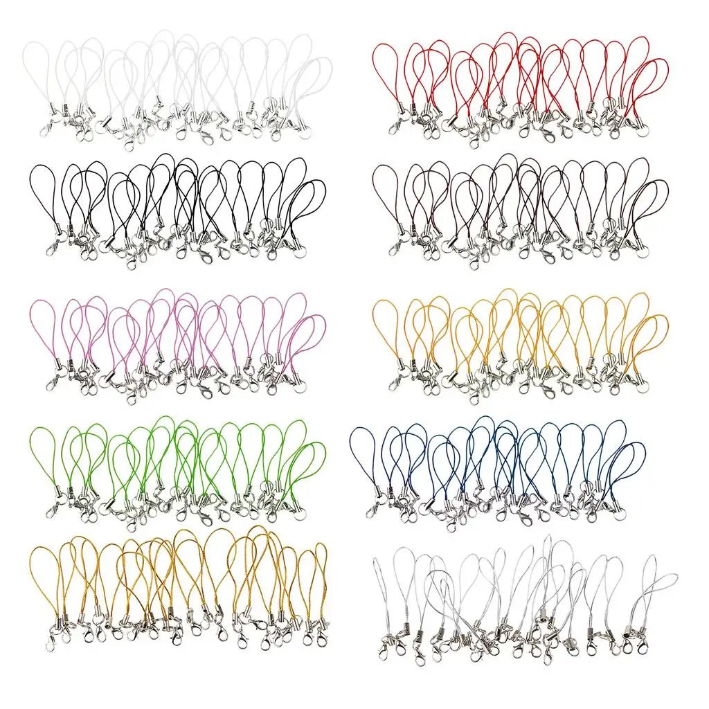 20pcs Mini Lobster Clasp Hook Polyester Cord Phone Charm DIY String