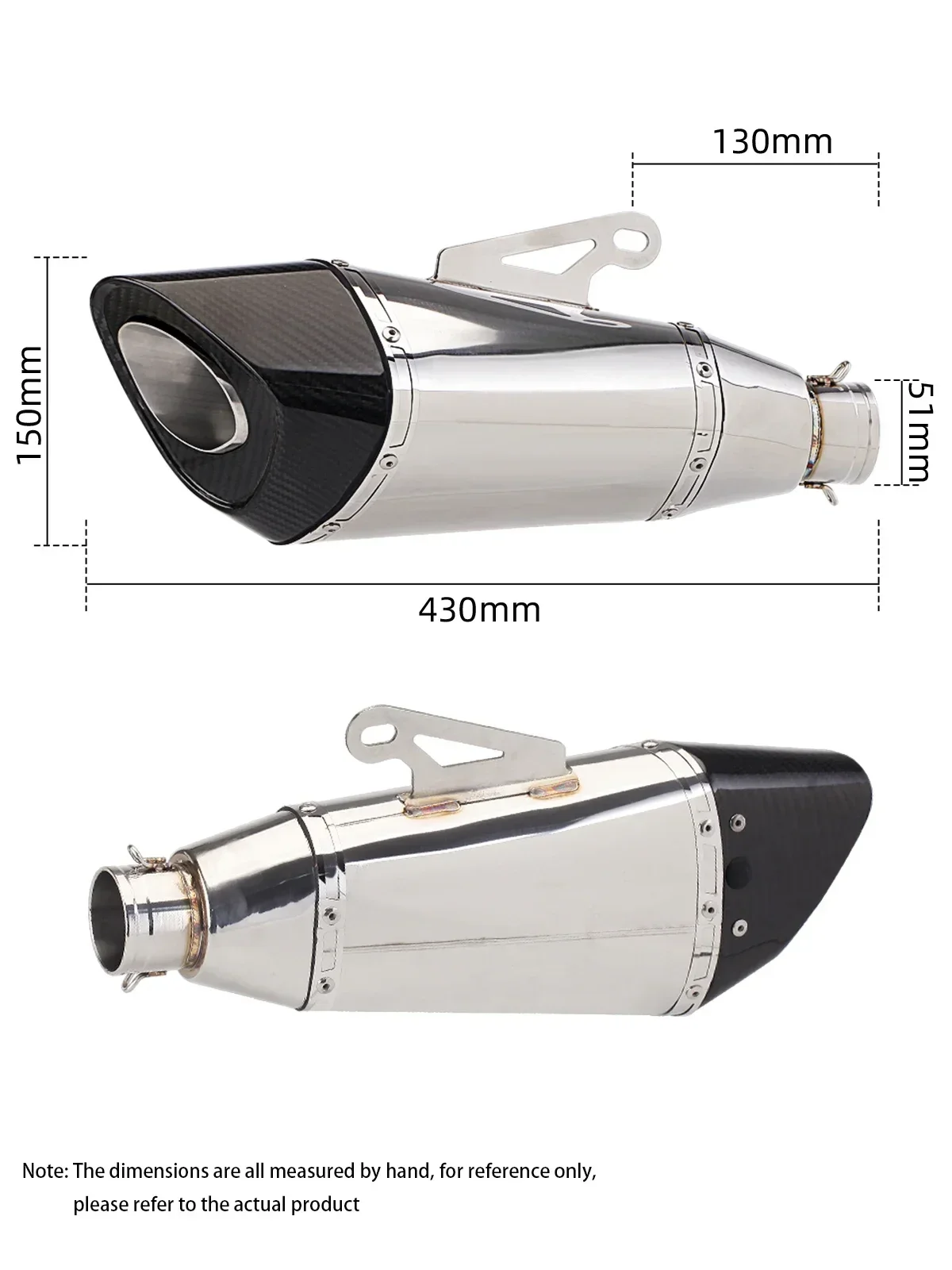 Universal 51MM motorcycle carbon fiber exhaust pipe silencer double hole exhaust pipe stainless steel R11 R77 image 2