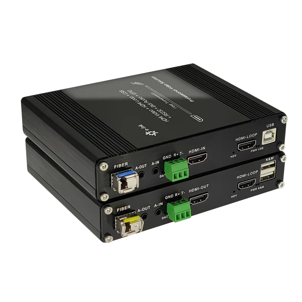 

1080P HDMI KVM Fiber Extender SM 20km Support USB Mouse Keyboard RS232 GPIO 3.5mm Bidirectional Audio