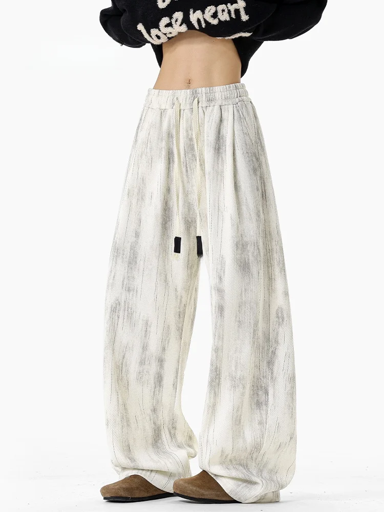 

American Style Dyed Wide Leg Pants Loose Straight Casual Trousers Texture Long Pants Trendy Brand Men's New Style Loose Fit