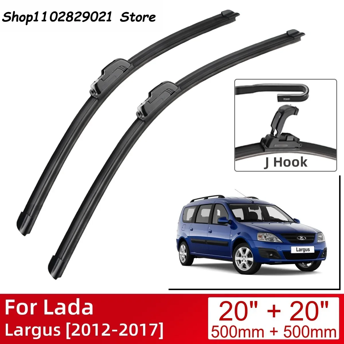 

For Lada Largus 2012-2017 20"+20" Car Accessories Front Windscreen Wiper Blade Brushes Wipers U Type J Hooks 2017 2016 2015