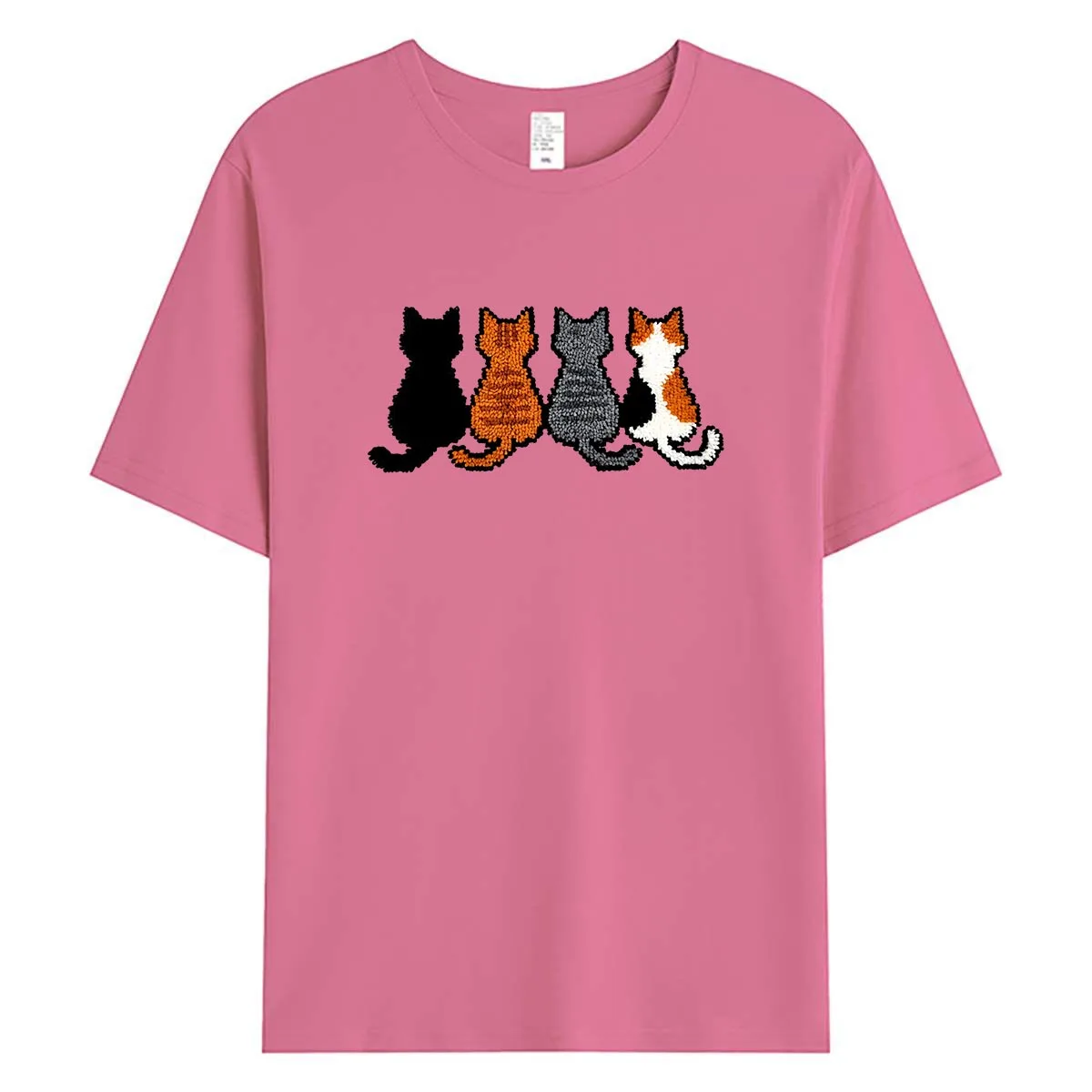 

Four Cats Back View Cute Women T-Shirt Funny Kitten Lover Graphic Tee Animal Pet Mom Summer Cotton Tops Casual Shirt