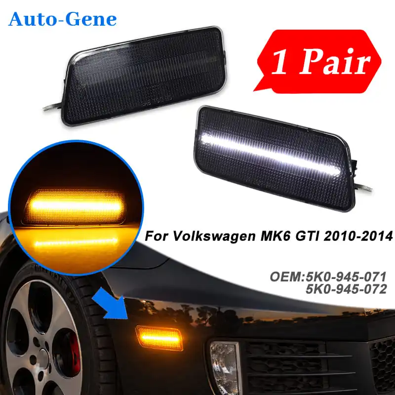 For Volkswagen MK6 GTI 2010-2014 White LED Front Side Marker Indicator Lights Front Side Fender Parking Light 5K0-945-071