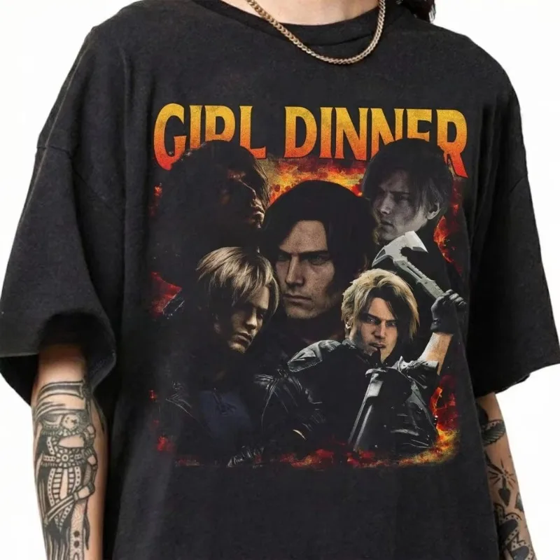 Leon S. Kennedy Resident Evil Requiem Retro T-shirt RE9 Gamer T-shirt, Suitable for Both Men and Women in All Seasons