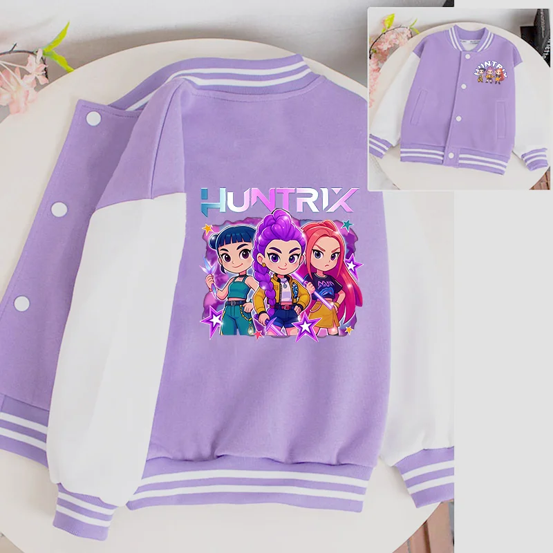 Chaqueta Demon Hunters Kpop para niñas, ropa de calle de Anime, chaquetas para niños, abrigo bonito de manga larga para otoño y primavera, ropa informal holgada