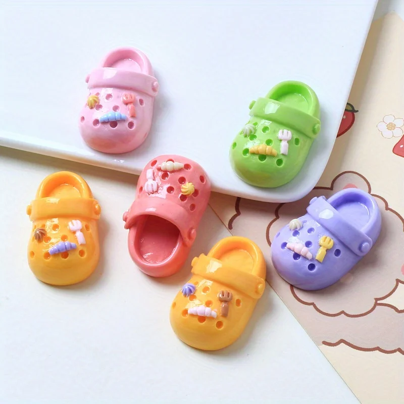 6pcs Cartoon Flip Flop Refrigerator Magnets, Cute Decorative Plastic Oval Fridge Magnet Set, Fun Whiteboard Magnetic Stickers