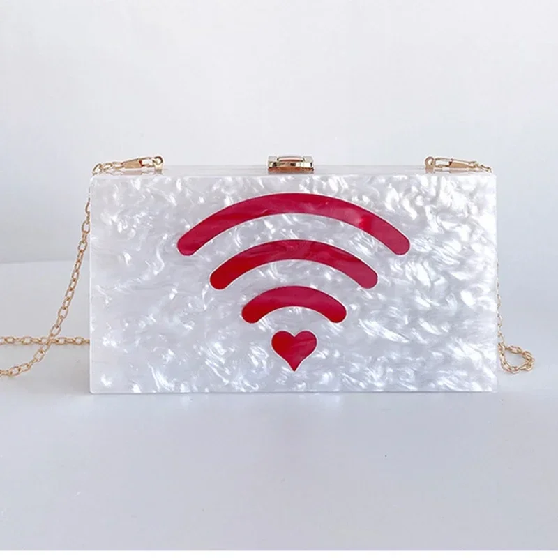 XIYUAN Woman Banquet Party Wifi Clutch Bag Acrylic Dinner Gift Lady Evening Purse White Wedding Bridal Handbag Cocktail Clutches