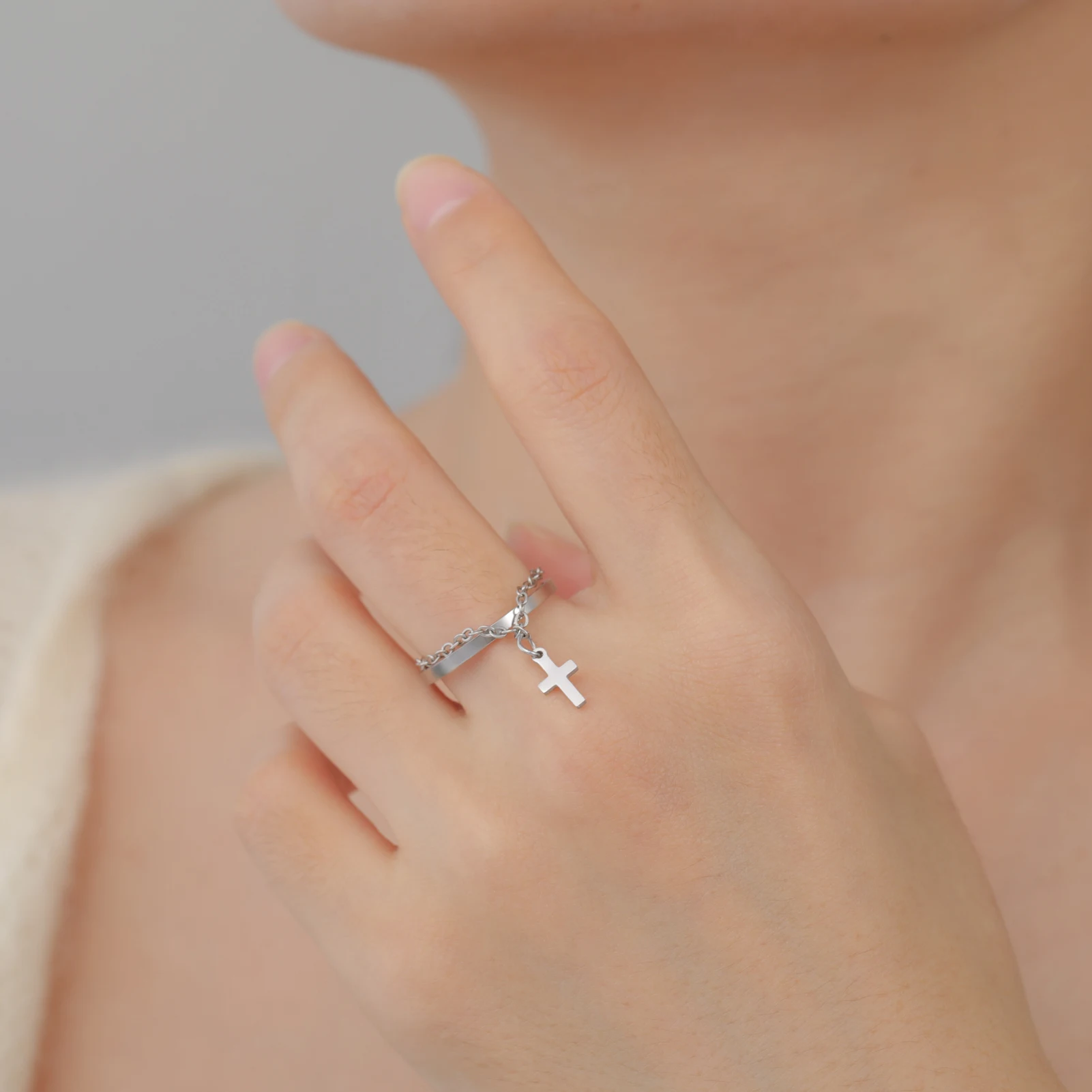 Couple's Open Ring with Heart Zircon Charm