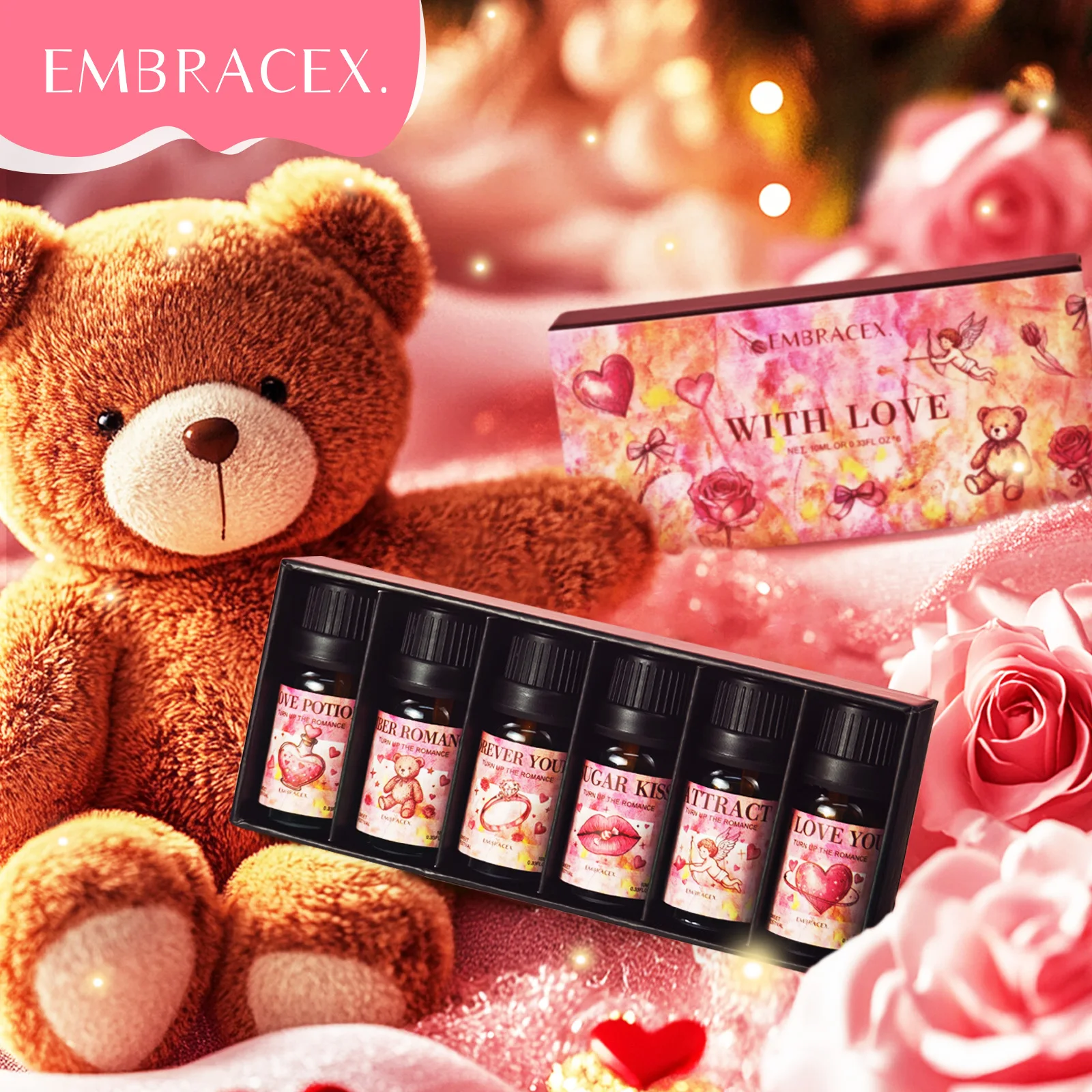 6 peças/1 peça 10ml com óleos essenciais de amor conjunto de presente dos namorados de 6 óleos de fragrância premium para fazer sabão de vela cuidados com a pele