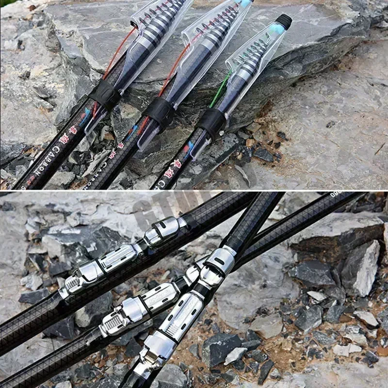 2.7M 3.6M 4.5M 5.4M 6.3M 7.2M Carbon Telescopic Rock Fishing Rod Ultra Light Rod Lure Carp Travel Ocean Spinning Fishing Rod