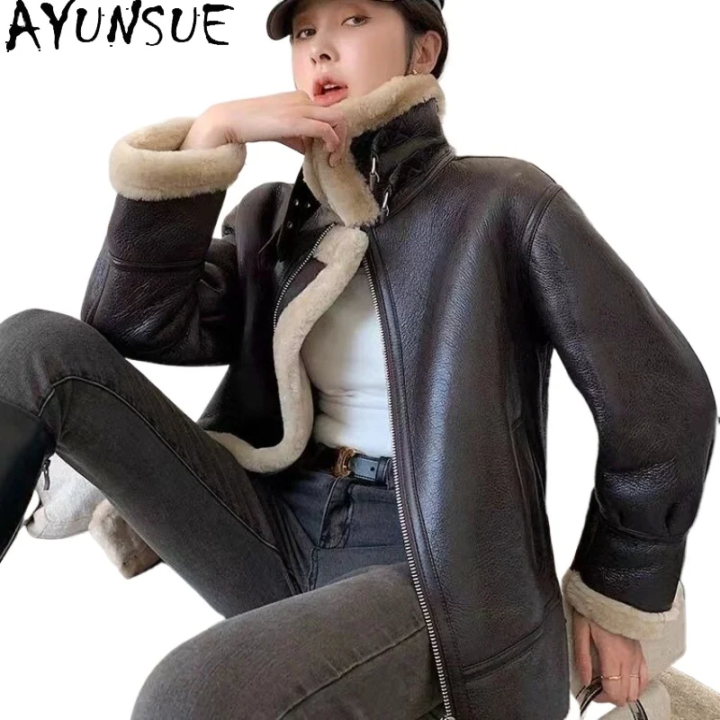 

AYUNSUE женская шуба из натурального меха 2025, зимняя куртка из натуральной овчины, женская теплая шуба высокого качества Abrigos Mujer