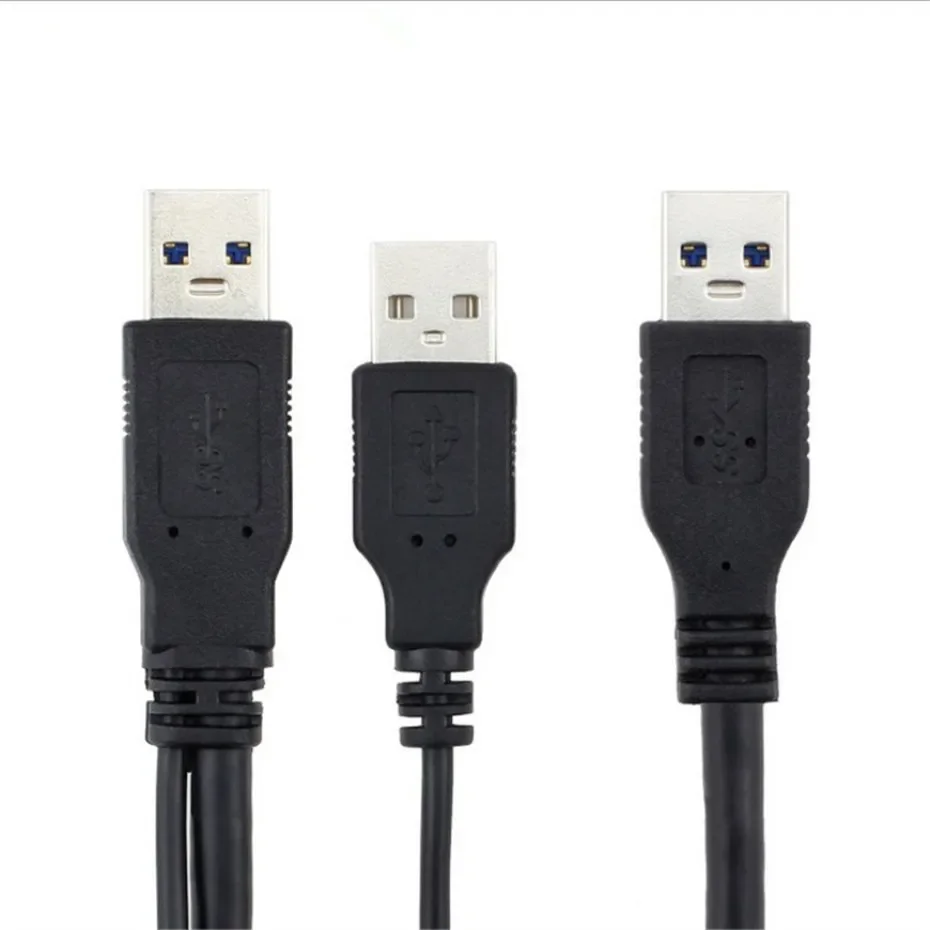 Super Speed USB 3.0 Power Y Cable Two A Male to USB Male for External Hard Disk 0.6M