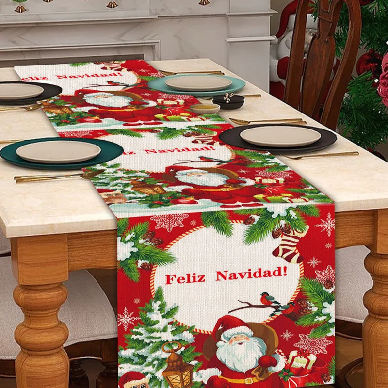 حار بيع عيد الميلاد سلسلة الجدول العلم الكرتون اللون 3D الطباعة الرقمية طاولة القهوة مفرش المائدة الكتان مفرش طاولة الزخرفية #2