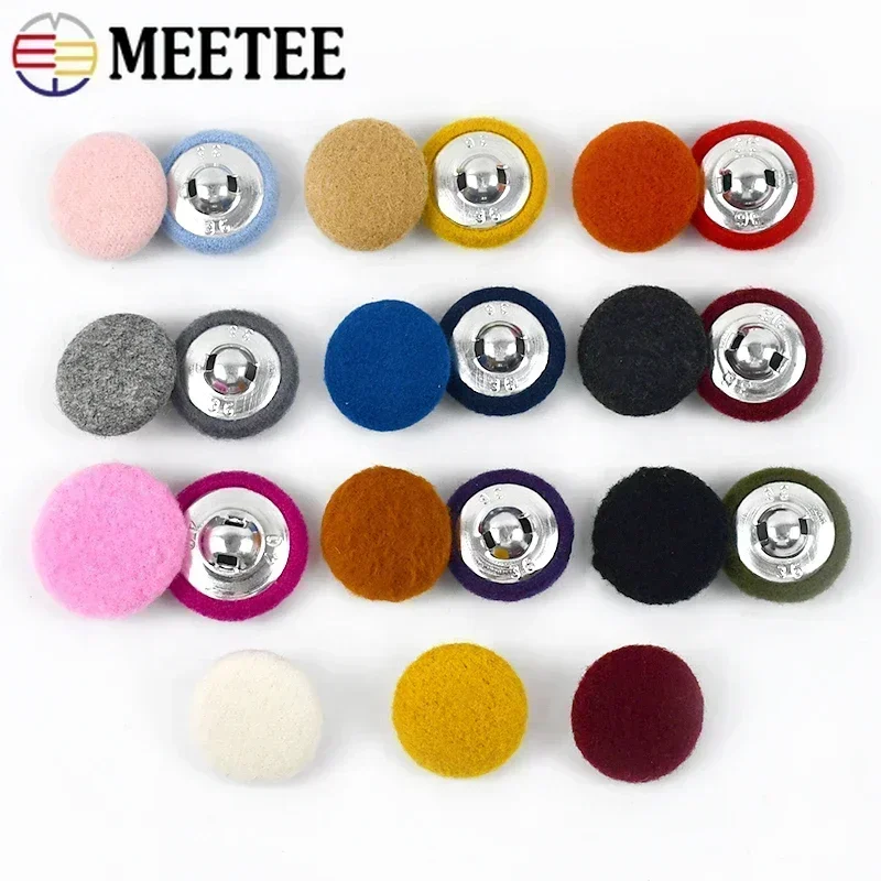 Meetee 50Pcs 15-38mm High-grade Cashmere Covered Buttons Windbreaker Coat Button DIY Sewing Clothing Scrapbooking Accessories