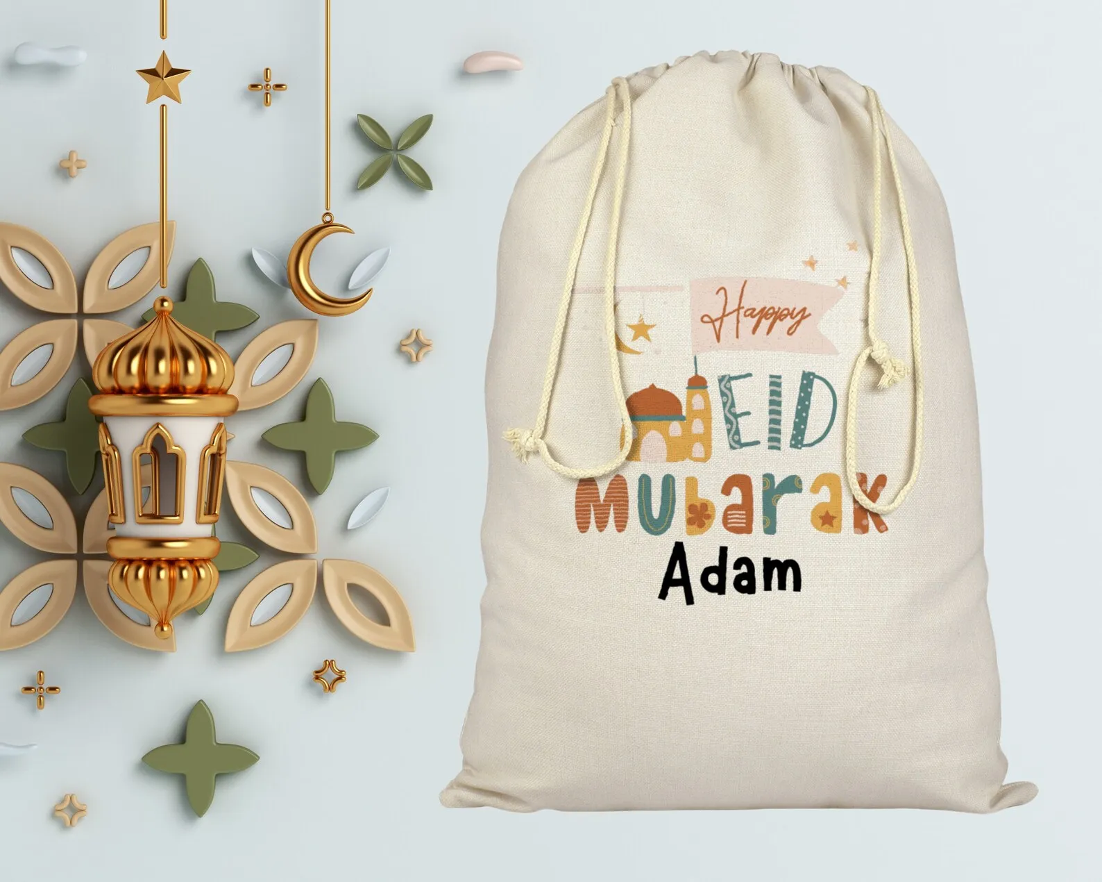 Personalised Arabic Initial Eid Gift Bag - Fatima Design