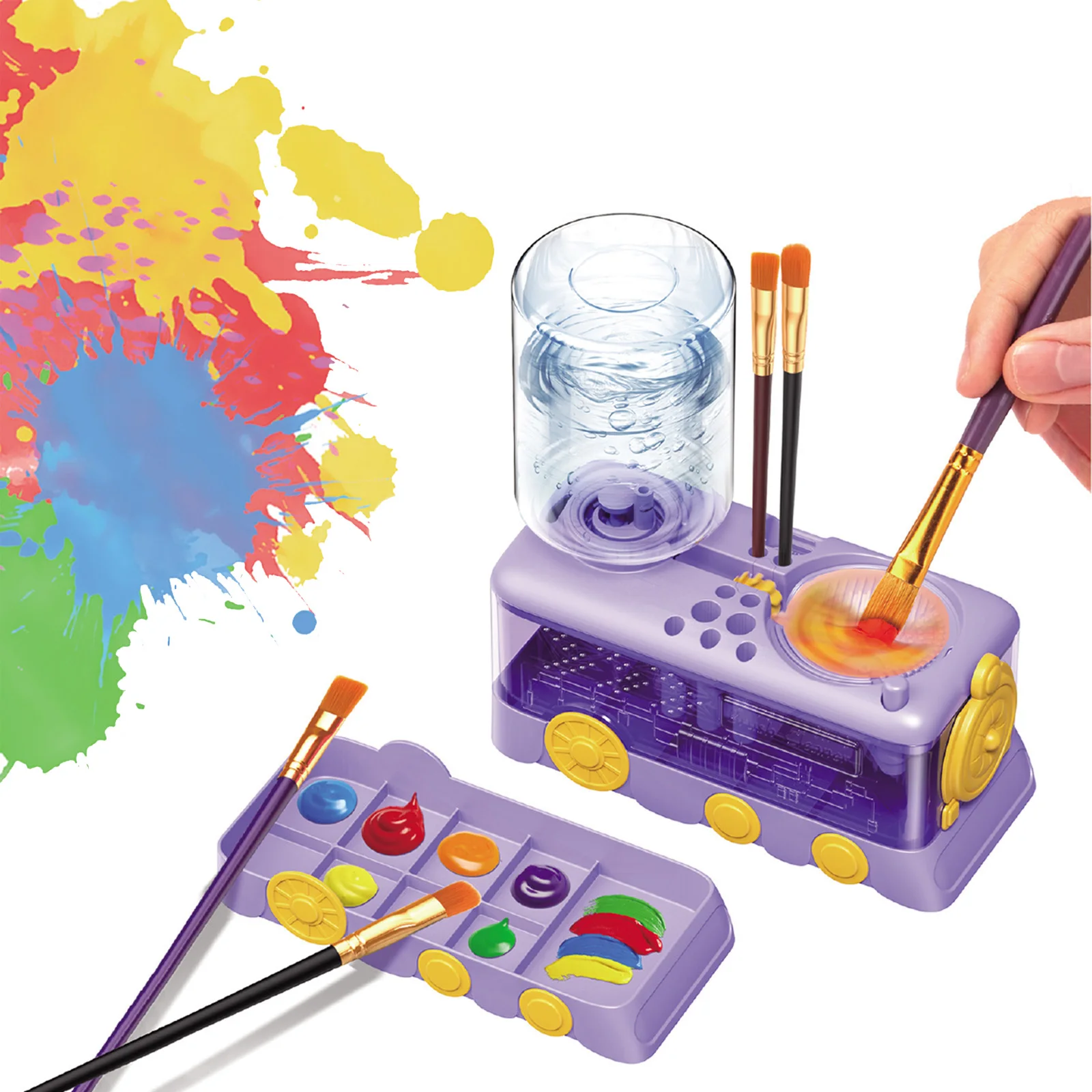 

450ml Small train Paint Brush Washer and Cleaner Brush Rinser Bucket for Acrylic Paints Watercolor Paints and Makeup Brushes