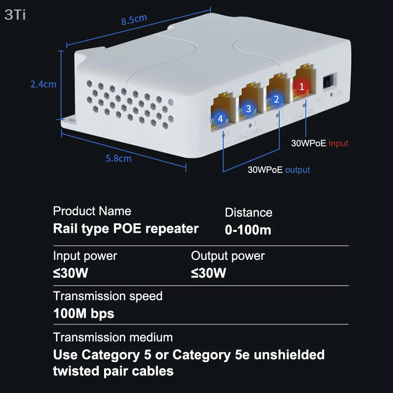 قم بتوصيل وتشغيل مفتاح مكرر شبكة جيجابت مع 4 منافذ، وموسع POE 100/1000M، مثالي لمفتاح PoE، وكاميرا NVR IP، وAP