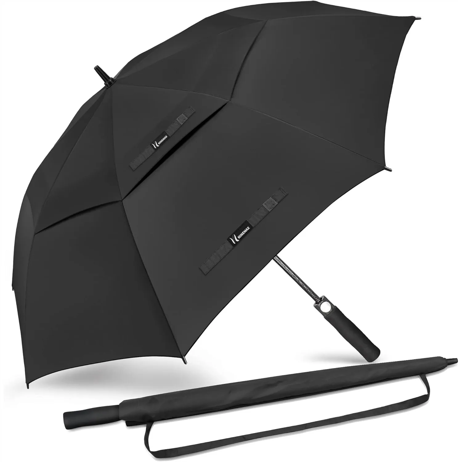 

Golf Umbrella 68 Inch Auto Open, Large Double Canopy Vented Windproof for Rain, Extra Large Stick Umbrella for 3-4 People with