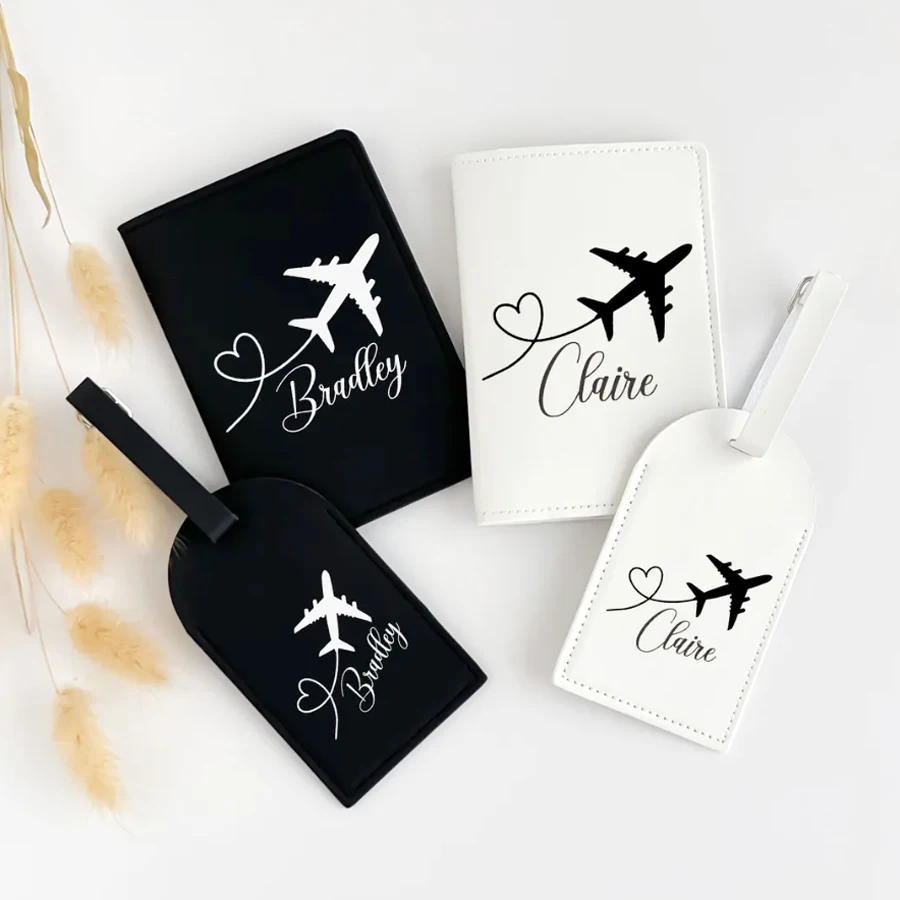 

Personalized Passport Holder & Luggage Tag Custom Passport Cover for Wedding Anniversary Gift, Bridesmaids Gifts, Birthday Gifts
