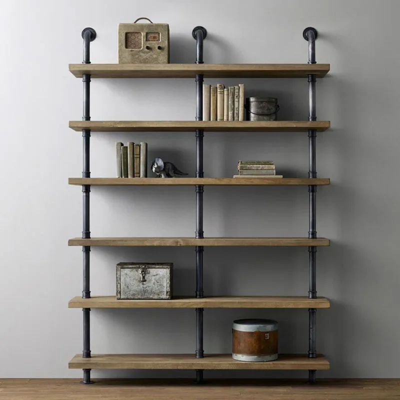 

American country retro multi-layer wrought iron shelves home bedroom living room bathroom metal bookshelf bracket