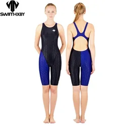 HXBY Swimwear Girls Racing Swimsuits Sharkskin Professional Knee One Piece competition swim suits one piece