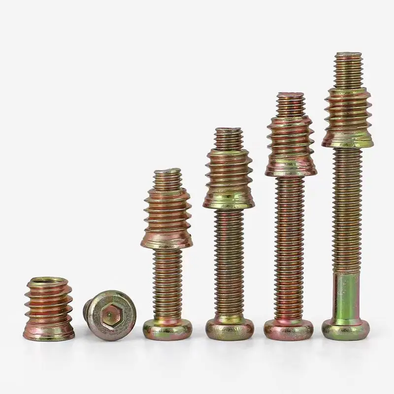 

M6&M8 2-in-1 Furniture Screws Fastener Internal Outer Teeth Embedded Nut Board Bed Connecting Piece Table Chair Cabinet Set Nut