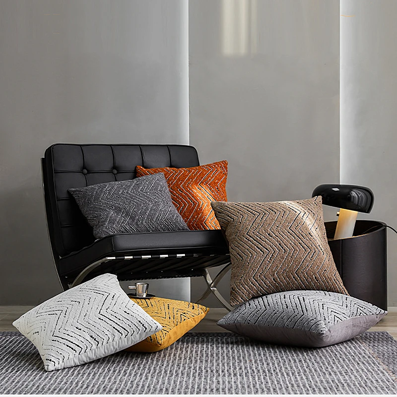 

Luxury Chenille Wave Stripes Cushion Covers 30X50/45X45/50X50CM Thick Geometry Pillows Cover Sofa Chair Seat Pillow Nordic Decor