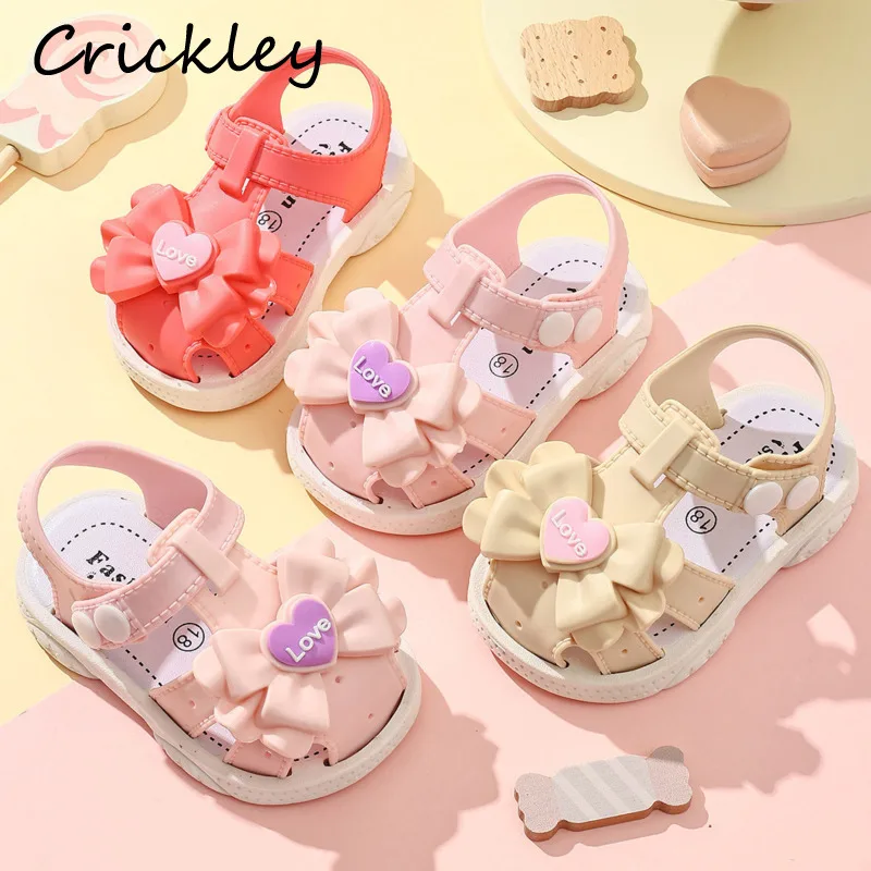 

Bow Heart Princess Baby Girls Summer Shoes PVC Waterproof Toddler Kids Sandals Button Soft Anti Slip Children Beach Shoes