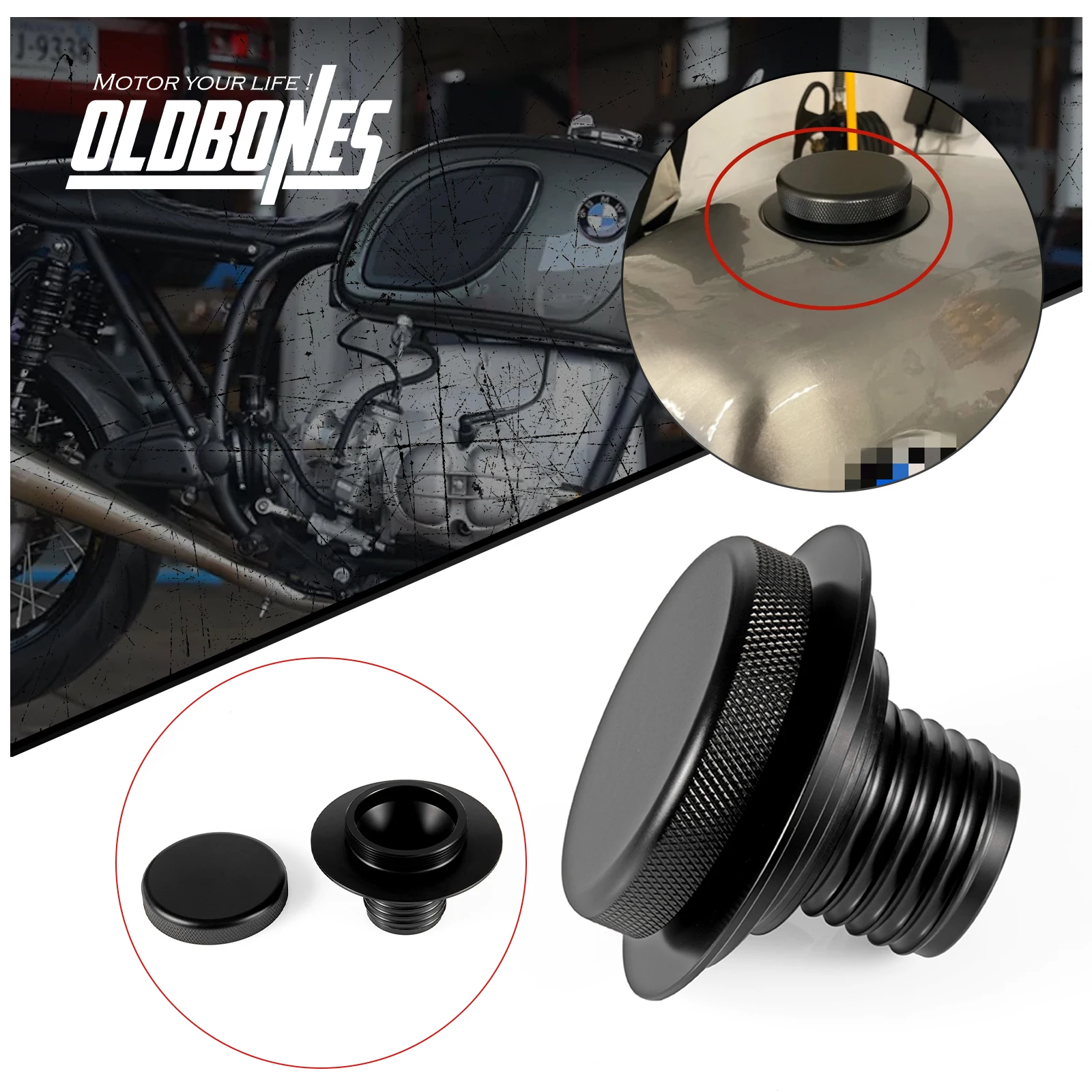 New Motorcycle Aluminum Fuel Tank Gas Cap Black For BMW R45 R 45 R65 R80 R90 90S 100R R100