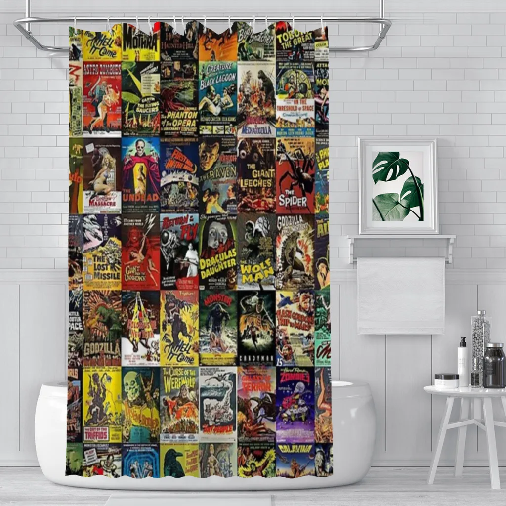 

Monster Movie Posters Unique decor Modern Fabric Bathroom Shower Curtains art design Print Curtain