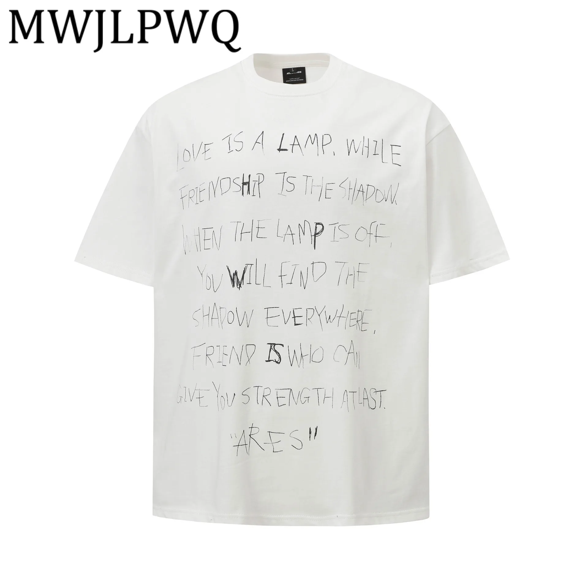 

MWJLPWQ Letter Round Collar Male T-shirts Male Modish Trendy Brand Printed Design Street Short Sleeve Tops 2025 Summer 12563