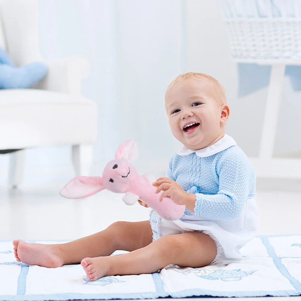 2 Stuks Cartoon Dier Gevulde Baby Hand Bel Rammelaars Voor Baby Grip Geluid Ontwikkeling Kwekerij Spelen Fun Baby Pieper stok Speelgoed