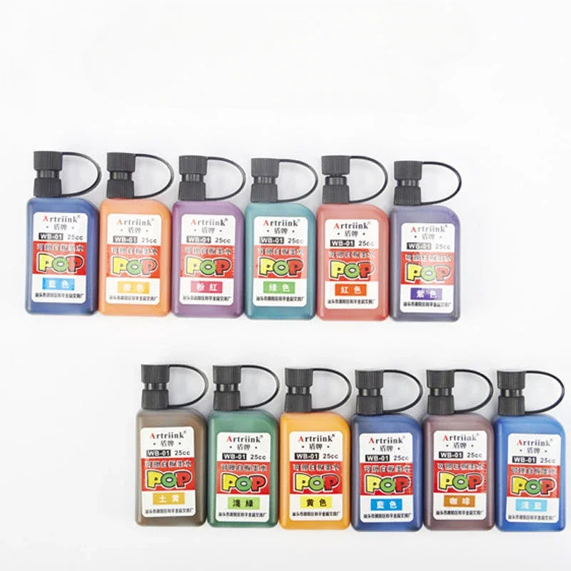 12-colors Erasable Whiteboard Pen Ink Refill Oil-based Ink Multi-color Set Large-head Marker Convenient Refill Liquid Ink