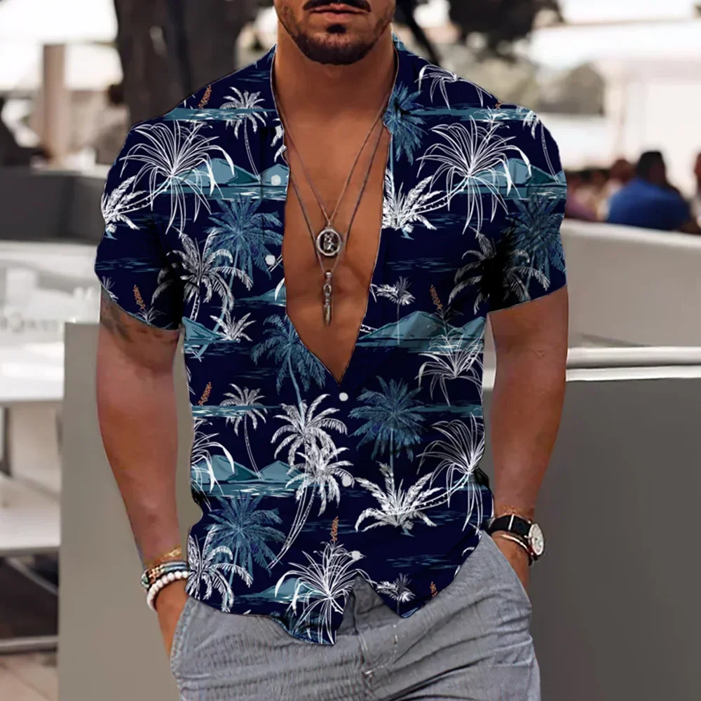 

Coconut Tree Men's Comfortable Shirt 3D Printed Men's Hawaiian Shirt Beach S-6XLl Short Sleeve Fashion Top Men's Casual Shirt