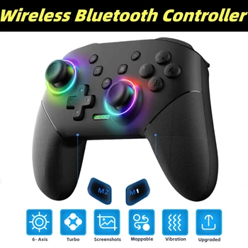 Controlador inalámbrico RGB para Nintendo Switch OLED/Lite consola Pro Gamepad con batería de 600/1000Mah función Turbo programable
