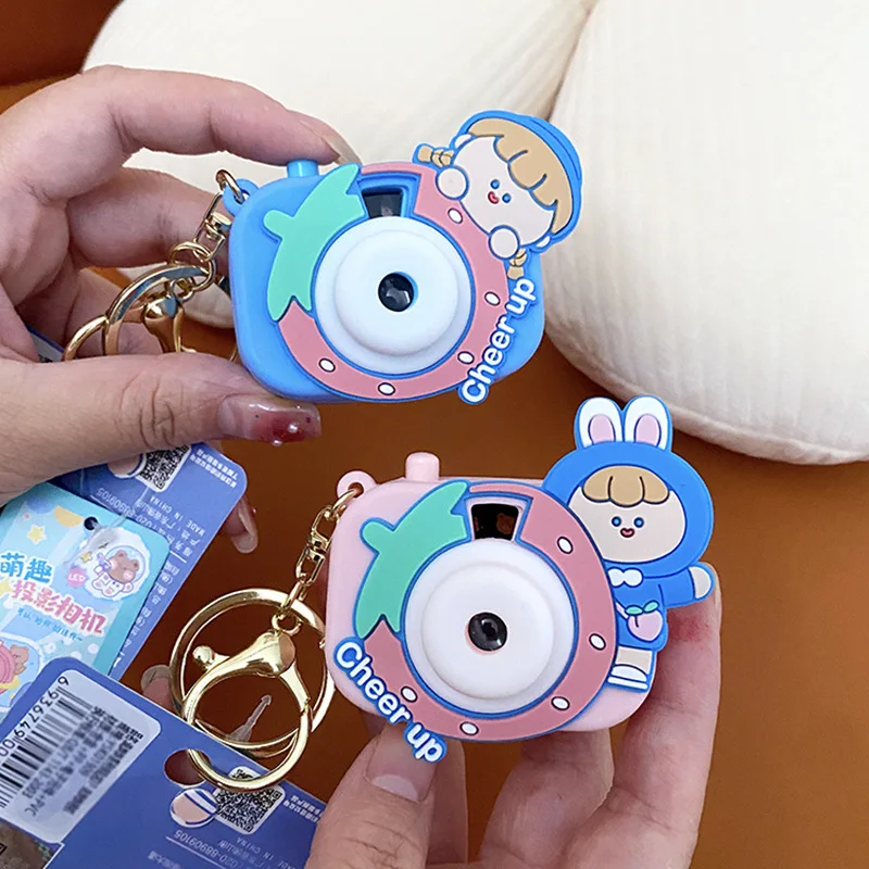 Cartoon Kawaii Girl Projection Camera Keychain Pendant Creative Ins Cute Girl Projection Camera Backpack Pendant Birthday Gift