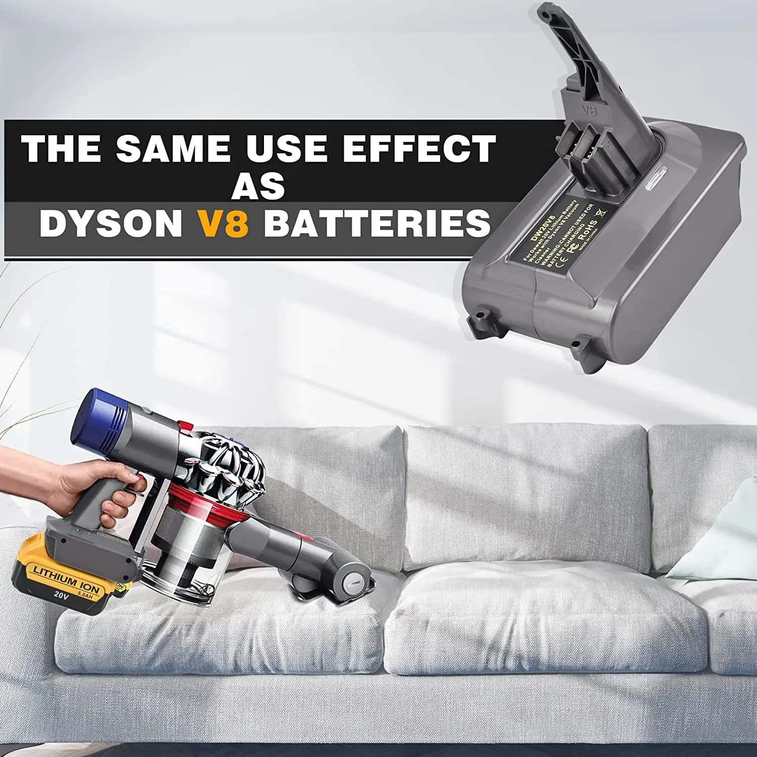 Convertitore batteria al litio Dewalt 18V 20V per strumento aspirapolvere serie Dyson V6 V7 V8