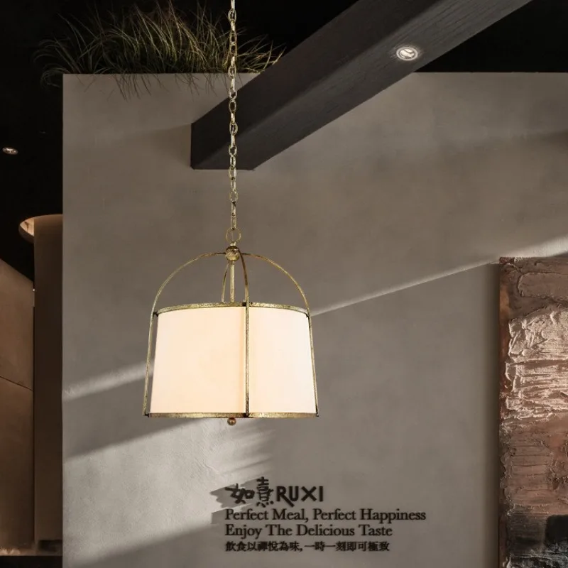 Creative Personality Fabric Pendant Lights with Spotlight Japanese Wabi Sabi Style Restaurant Kitchen Table Retro Hanging Lamps