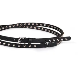 2023 New Women's Belt Hollow Rivet PU Leather Belt Women's Slim Fit Belt Classic Women's Belt Apparel Accessories
