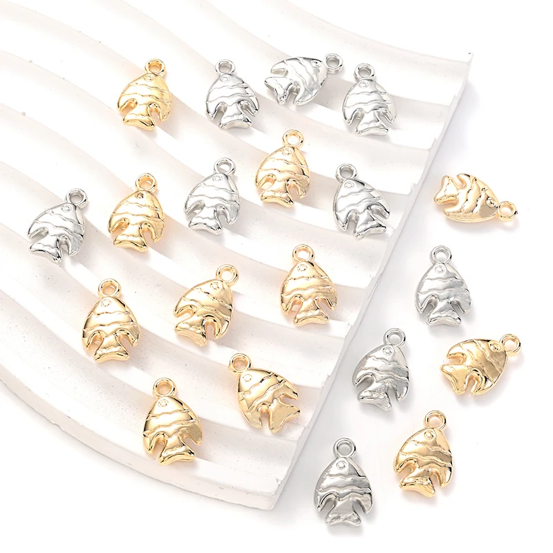 100 adet/paket küçük balık CCB Charms altın gümüş renk Spacer kolye Diy kolye bilezik küpe takı yapımı için bulgular